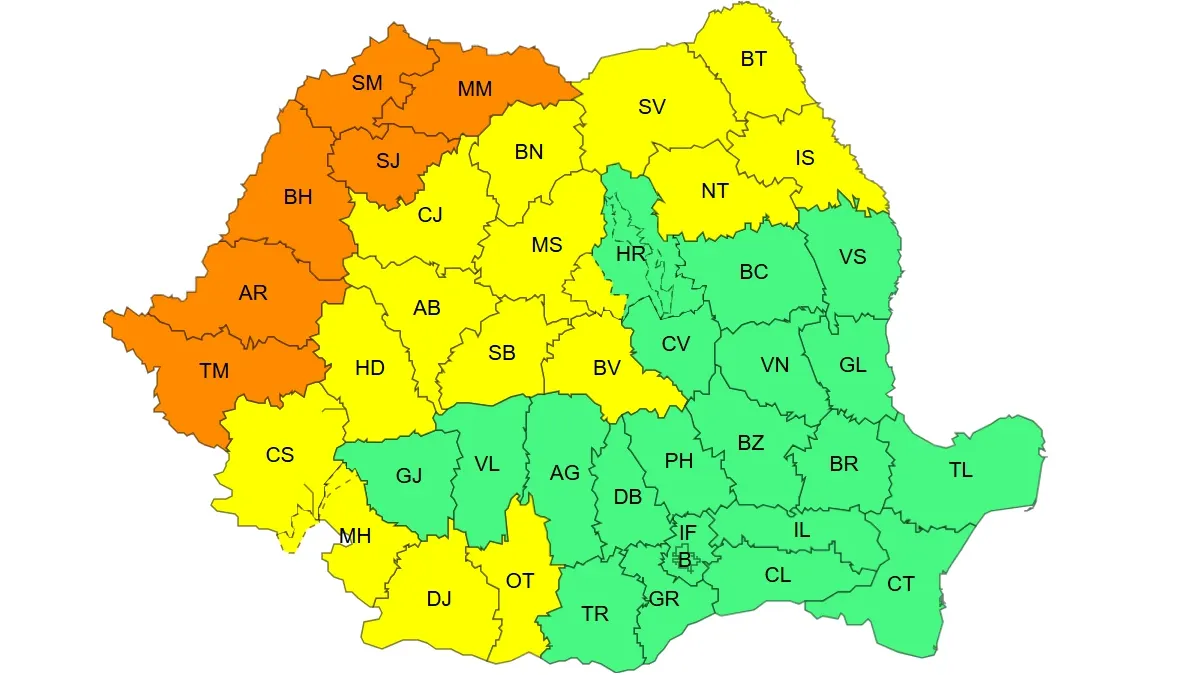 Alerte meteo de caniculă. COD GALBEN și PORTOCALIU
