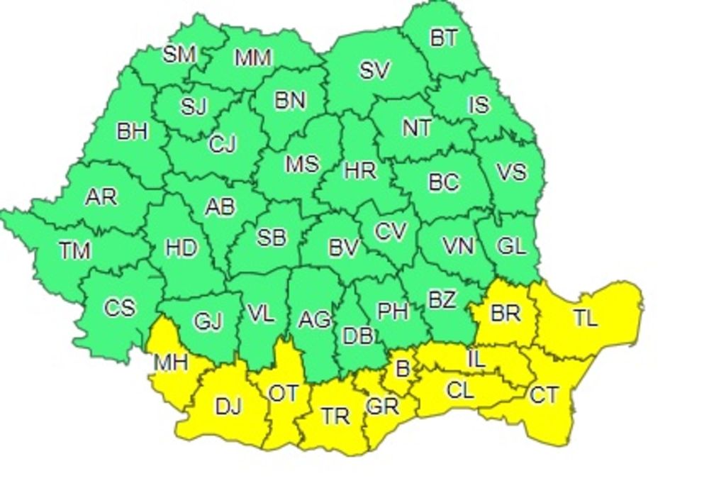 Cod galben pentru Ialomița până pe 5 august