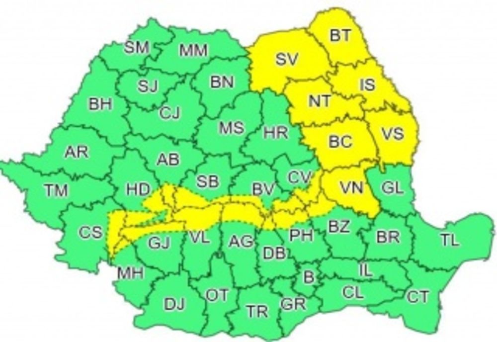 Atenționare  meteo. Cod galben de VÂNT puternic