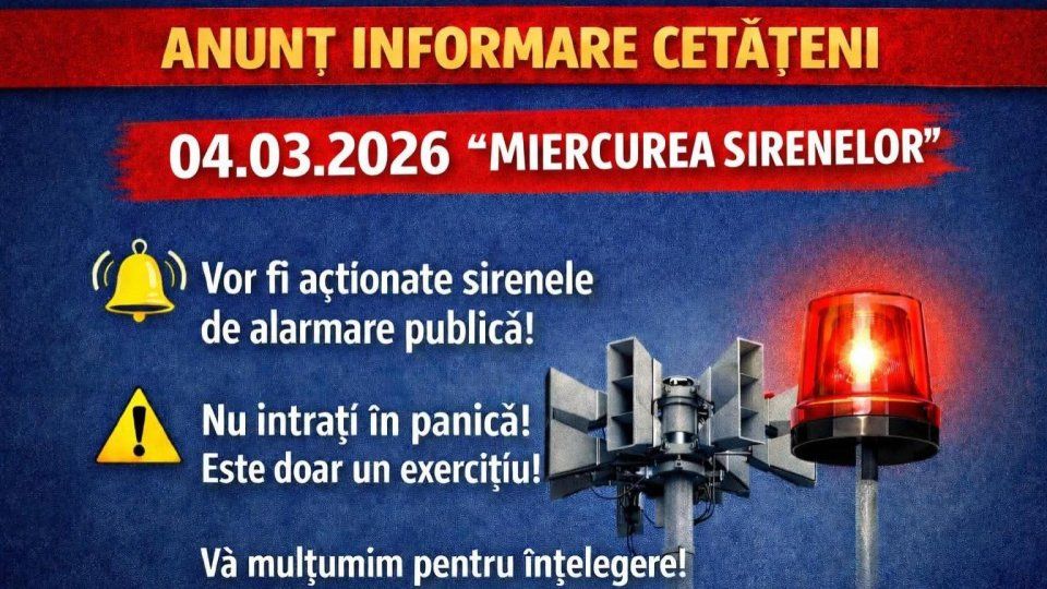 Exercițiul național „Miercurea sirenelor”, pe 4 martie