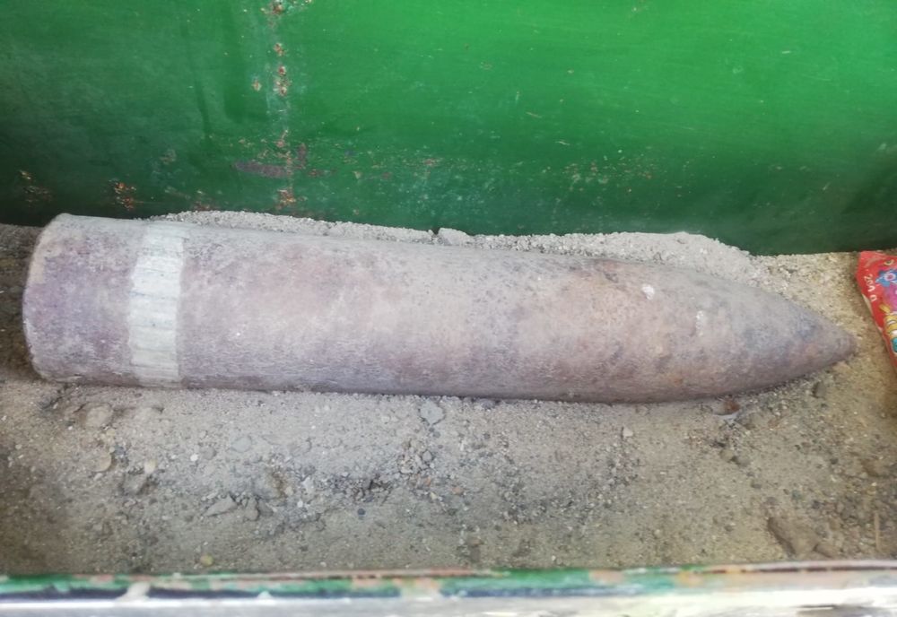 Muniție rămasă neexplodată găsită în comuna Cosâmbești, satul Gimbășani