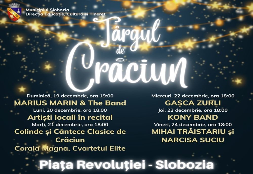 Târgul de Crăciun din Slobozia se deschide duminică