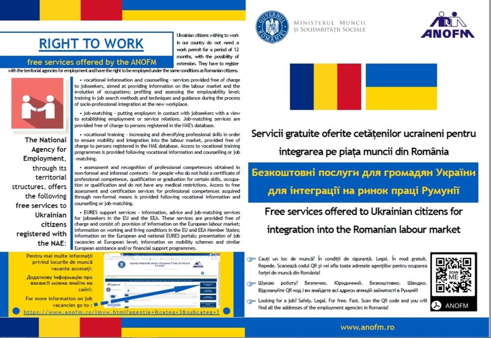 ANOFM oferă cetățenilor ucraineni înregistrați în evidențele instituției servicii gratuite