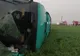 Tornadă la Brâncoveni. Un autocar cu pasageri a aterizat pe câmp!