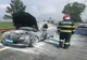 FOTO Mașină în flăcări la stația de taxare de la Giurgeni